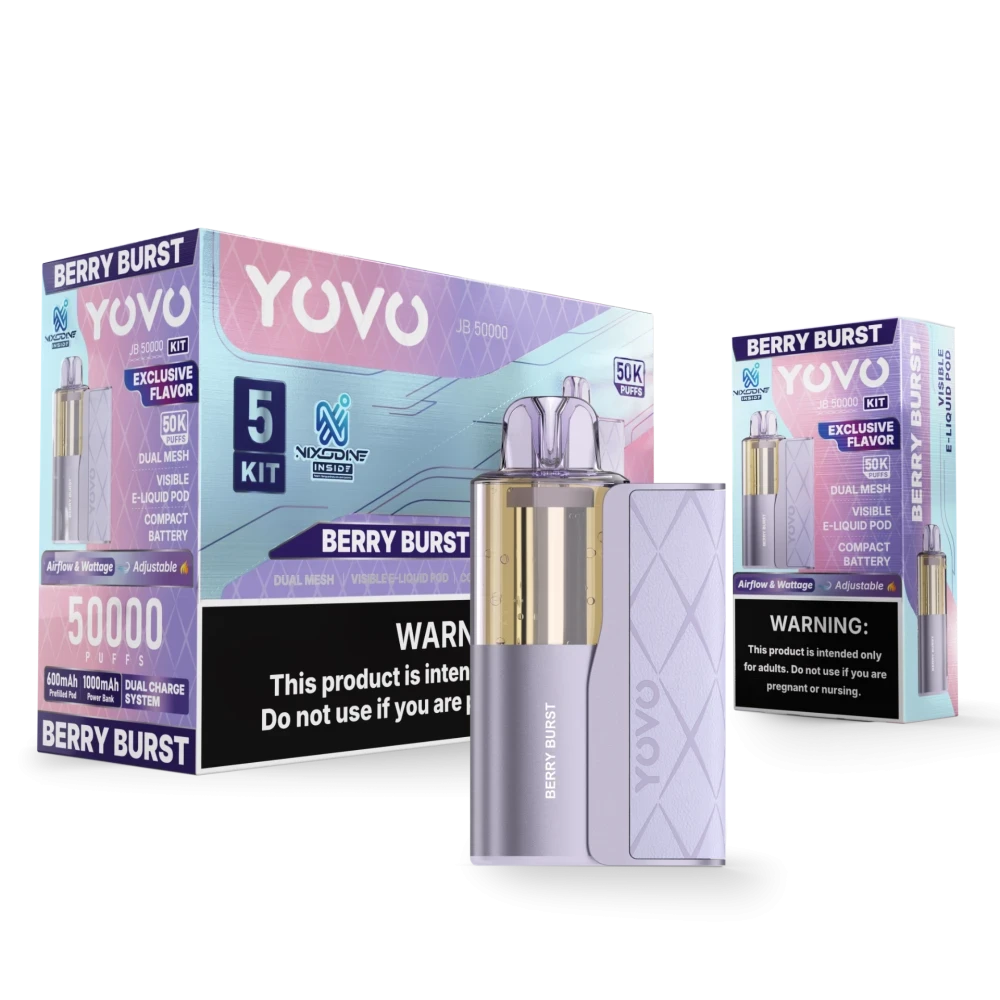 YOVO JB 50,000 PUFFS DISPOSABLE VAPE (FULL KIT) - DISPLAY OF 5