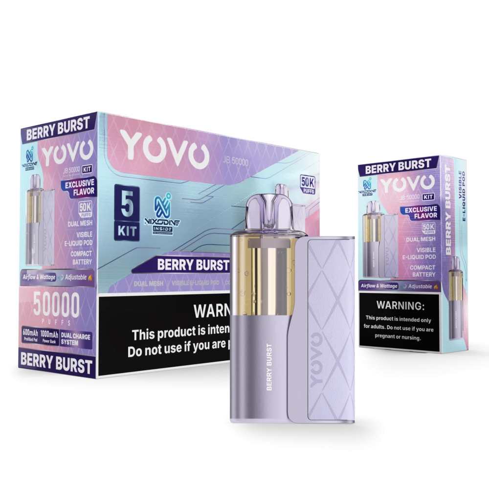 YOVO JB 50,000 PUFFS DISPOSABLE VAPE (FULL KIT) - DISPLAY OF 5