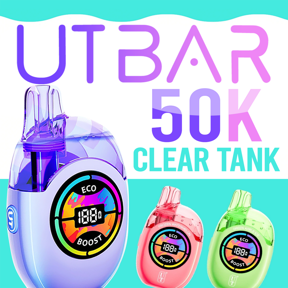 UT BAR 50,000 PUFFS CLEAR TANK DISPOSABLE VAPE - DISPLAY OF 5