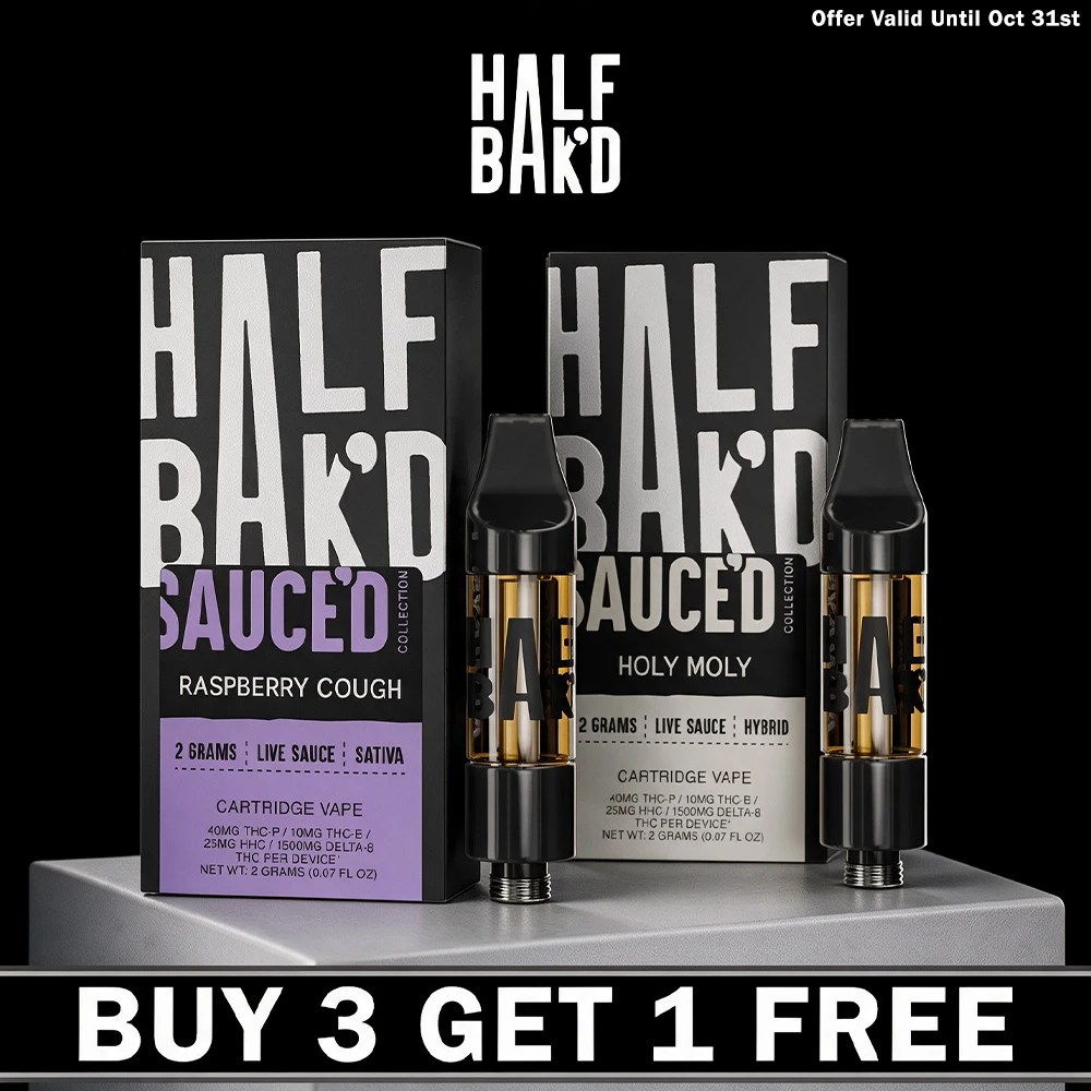 HALF BAK'D SAUCED THC-P BLEND SAUCE'D 2G CARTRIDGE - DISPLAY OF 5