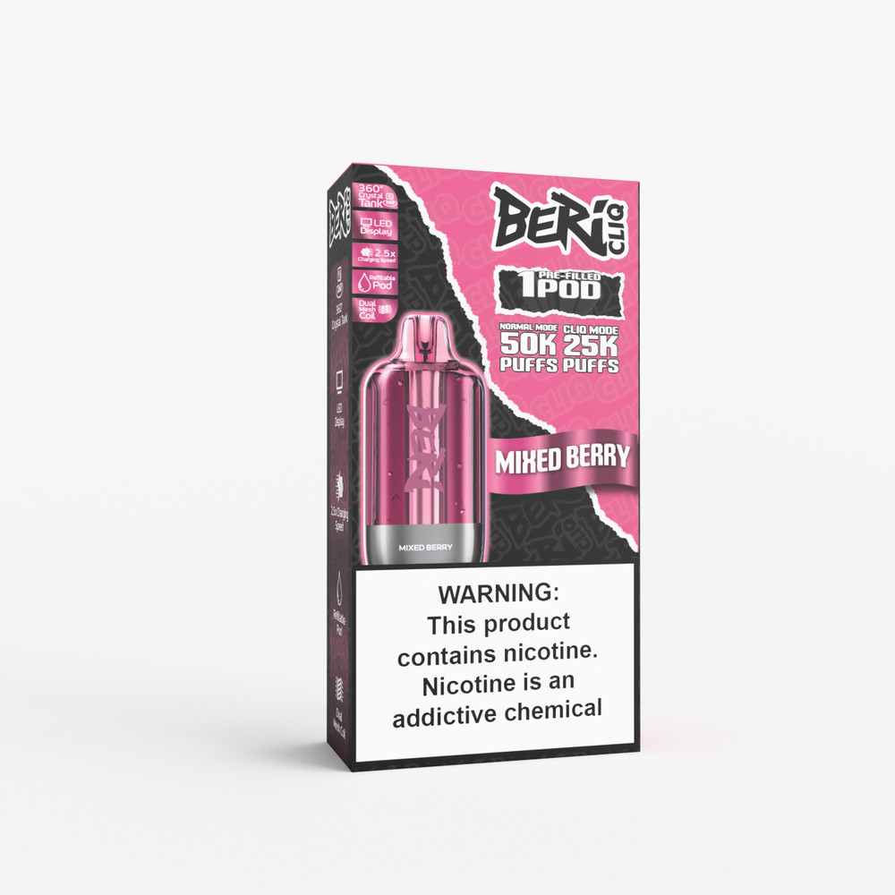 BERI CLIQ 50,000 PUFFS DISPOSABLE VAPE (POD ONLY) - DISPLAY OF 5
