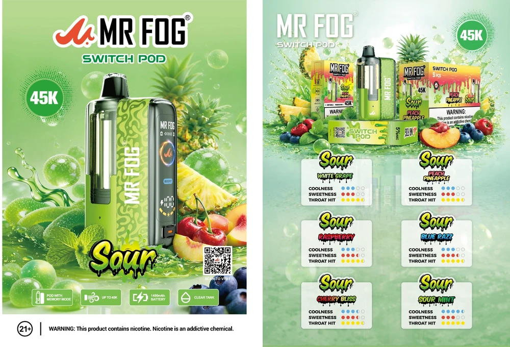 MR FOG SWITCH 45,000 PUFFS (FULL KIT) DISPOSABLE VAPE - DISPLAY OF 5 (USA COMPLIANT VAPE)
