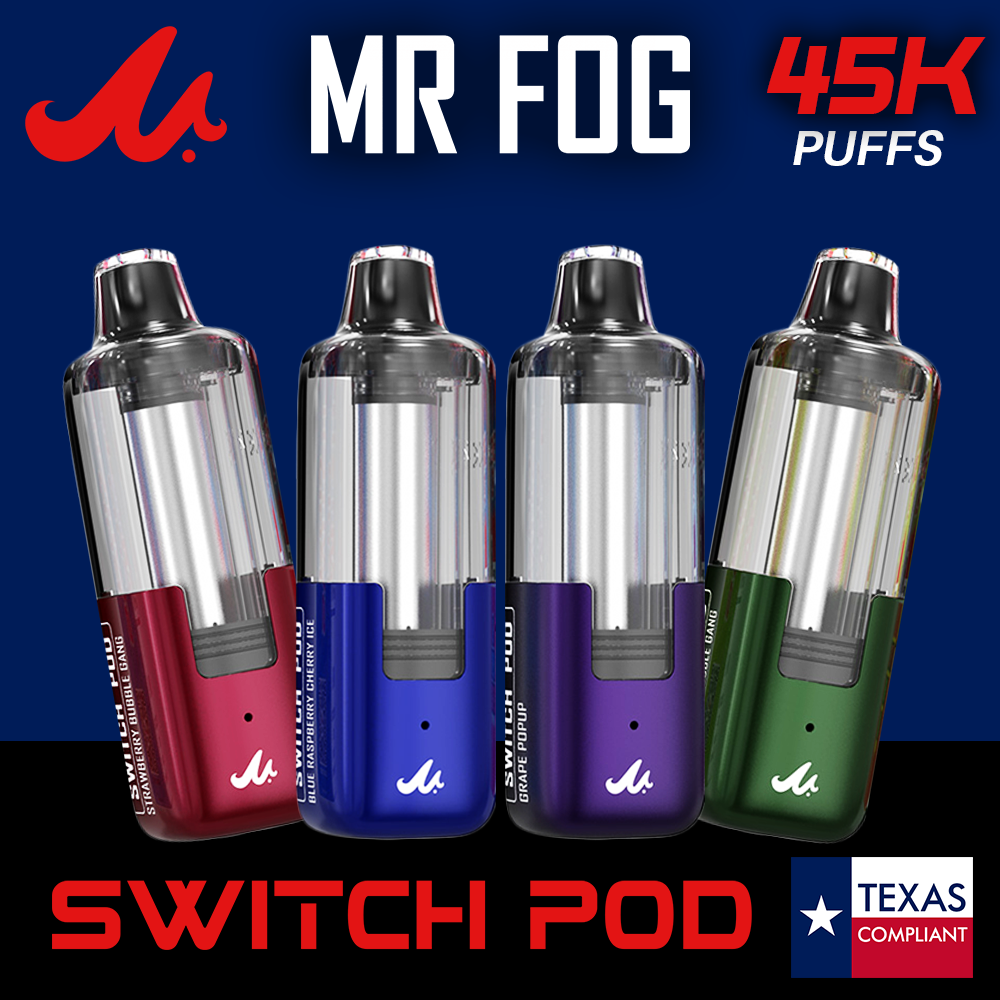 MR FOG SWITCH 45,000 PUFFS (ONLY POD) DISPOSABLE VAPE - DISPLAY OF 5 (TEXAS COMPLIANT)