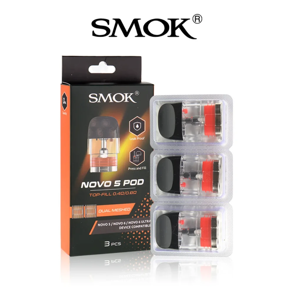 SMOK NOVO 5 DUAL MESHED 0.4/0.8OHM 3ML POD - PACK OF 3
