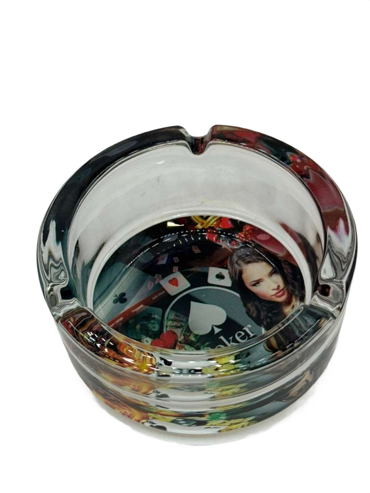 TORY ROUND GLASS ASHTRAY - DISPLAY OF 6