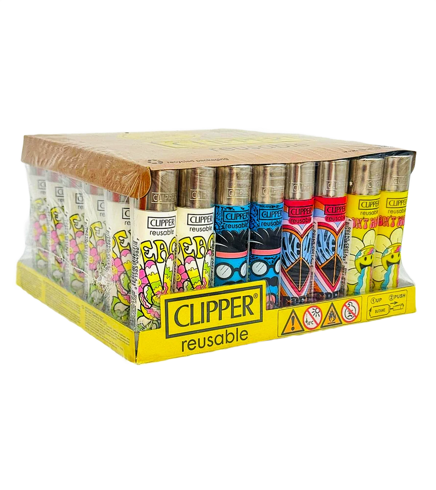 CLIPPER CP11BHP BE HIPPIE LIGHTERS - DISPLAY OF 48