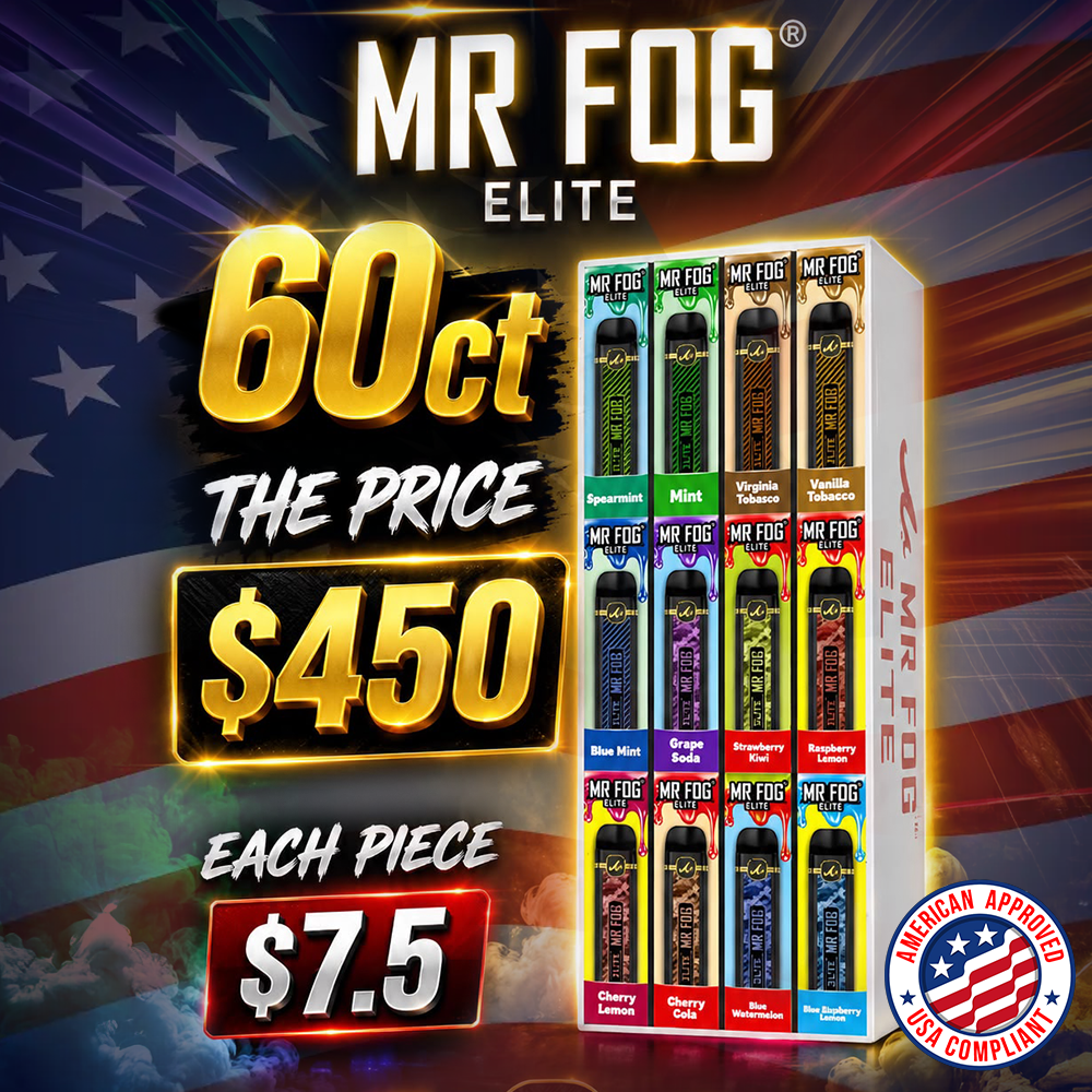 MR FOG ELITE 5,000 PUFFS DISPOSABLE VAPE COUNTER DISPLAY OF 60