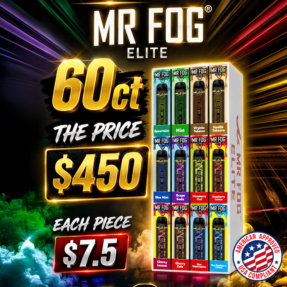 MR FOG ELITE 5,000 PUFFS DISPOSABLE VAPE COUNTER DISPLAY OF 60
