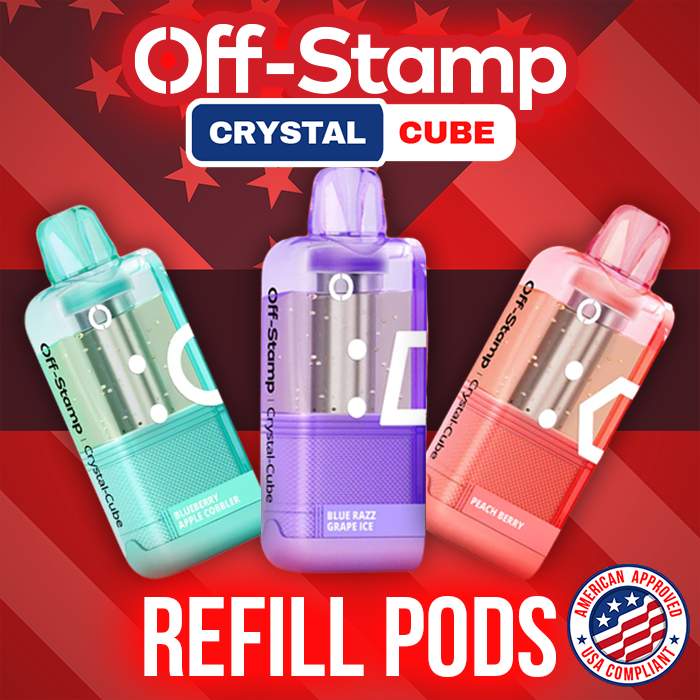OFF STAMP CRYSTAL CUBE (USA COMPLIANT) 35,000 PUFFS DISPOSABLE (POD ONLY) - DISPLAY OF 5