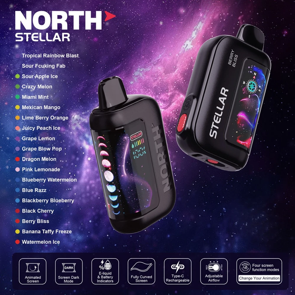 NORTH STELLAR DARK MOON EDITION 40,000 PUFFS DISPOSABLE VAPE - DISPLAY OF 5