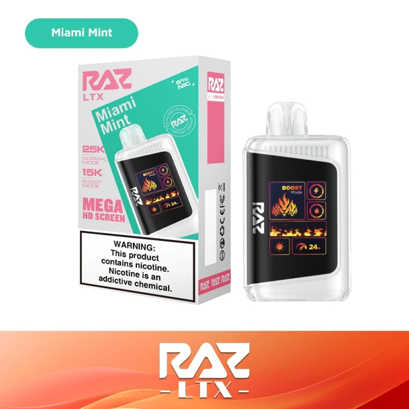 RAZ LTX 5% NIC 25,000 PUFFS DISPOSABLE VAPE - DISPLAY OF 5