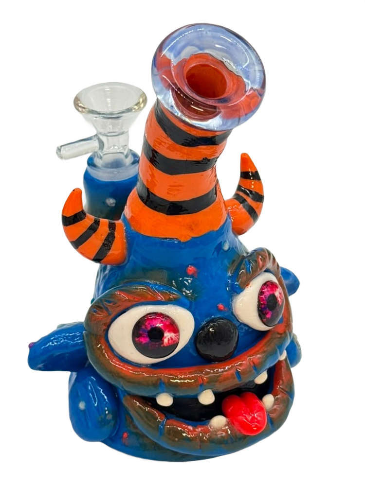 HEAVY HAPPY MONSTER GLASS WATERPIPE 7"