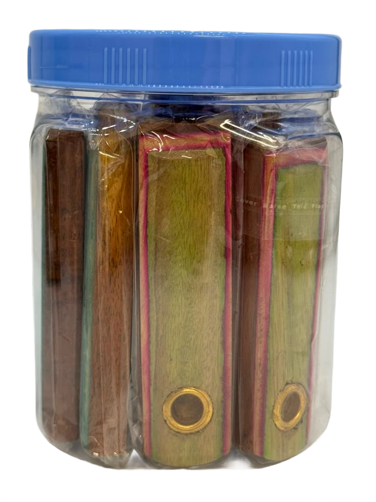 ASSORTED WOODEN HANDPIPE 4" - JAR OF 12