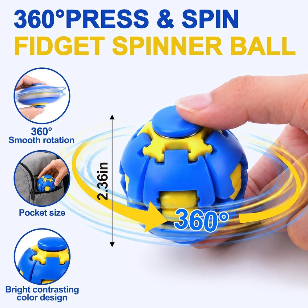 DECOMPRESS ROTATE FIDGET BALL - DISPLAY OF 12