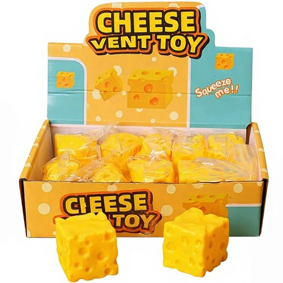 SQUEEZE CHEESE SMALL SQUISH TOY - DISPLAY OF 12
