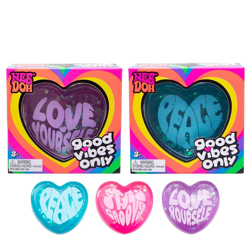NEEDOH PEACE HEART SQUISH TOY - DISPLAY OF 12