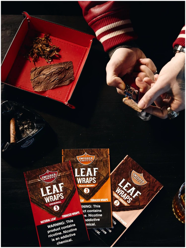 SWISHER SWEETS NATURAL LEAF 2-PACK TOBACCO WRAPS - DISPLAY OF 10
