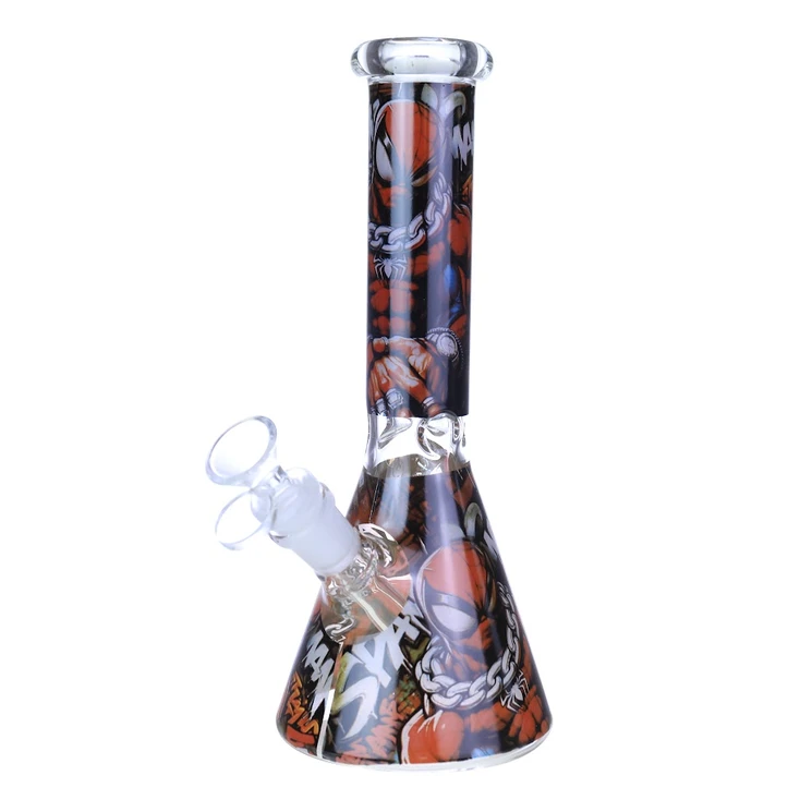 PREMIUM SPIDERMAN DESIGN BEAKER GLASS WATERPIPE 10"