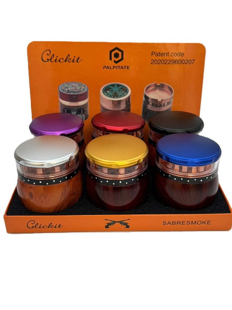 CLICKIT WOODEN BODY 4-PARTS GRINDER - DISPLAY OF 6 (MG-086)
