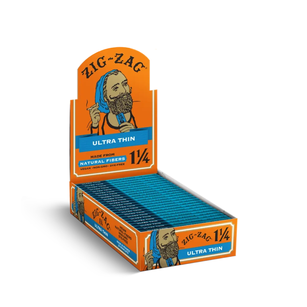 ZIG ZAG ULTRA THIN NATURAL GUM 1 1/2 SIZE ROLLING PAPERS 32-PACK BOOKLET- DISPLAY OF 24