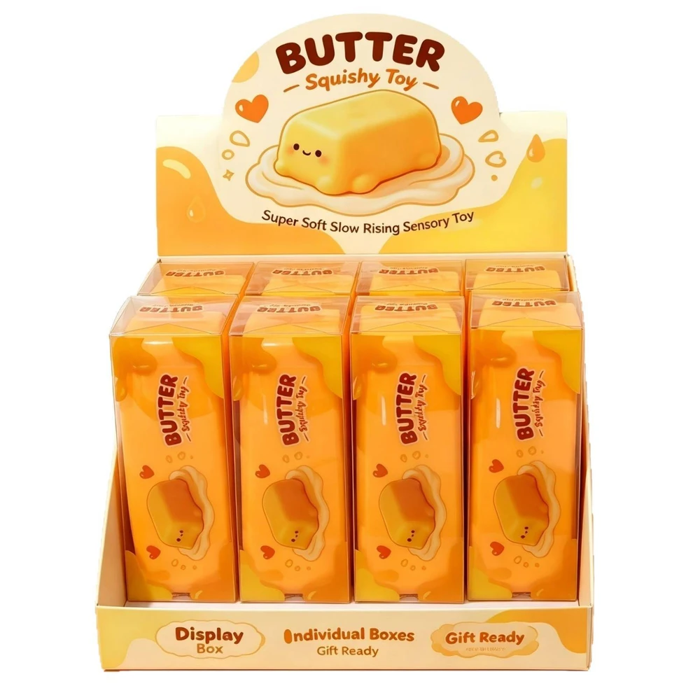 BUTTER CRUNCHY SQUEEZE SQUISH TOY - DISPLAY OF 12