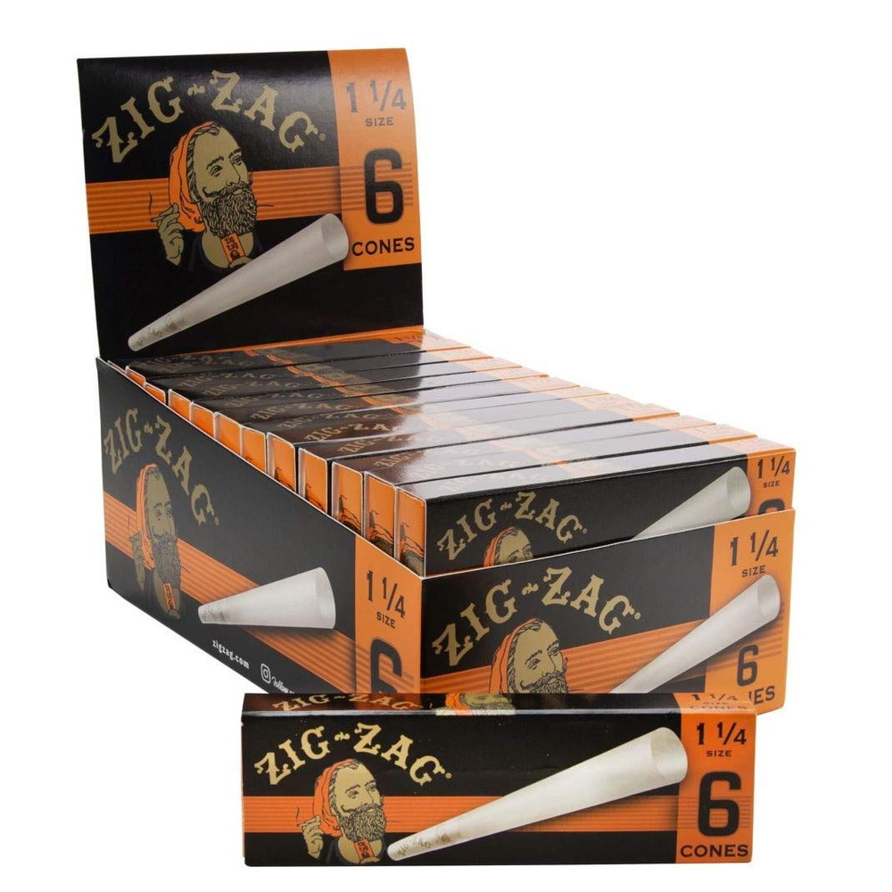 6CT ZIG-ZAG 1 1/4 PRE-ROLLED CONE PACKS -24