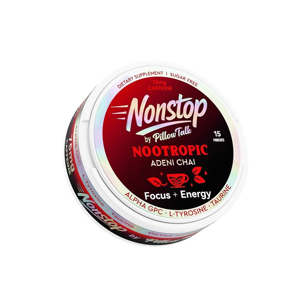 NONSTOP BY PILLOWTALK NOOTROPIC 75MG CAFFEINE POUCHES 15-PACK - DISPLAY OF 5