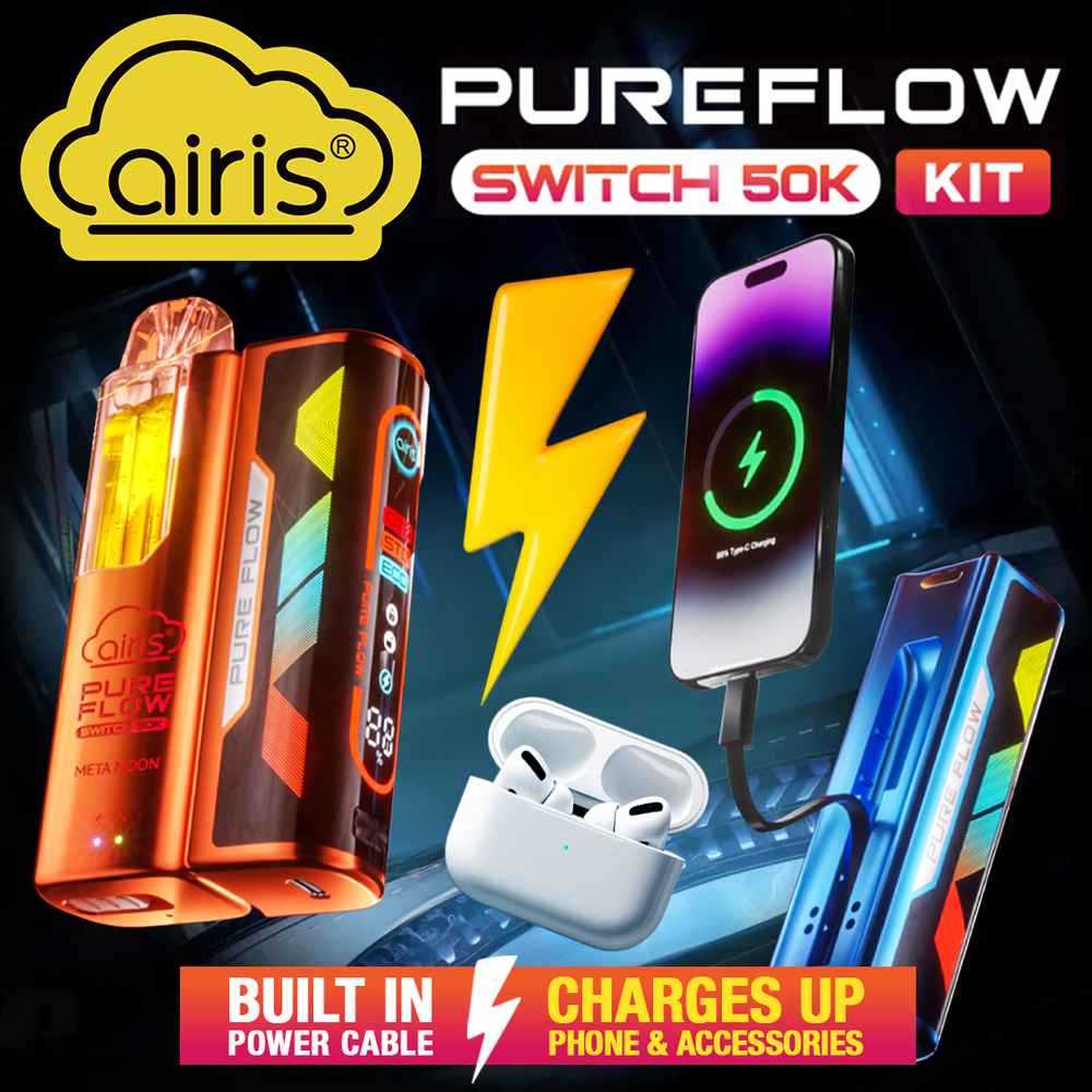 AIRIS PURE FLOW SWITCH POWER RESCUE EDITION 50,000 PUFFS DISPOSABLE VAPE (FULL KIT) - DISPLAY OF 5