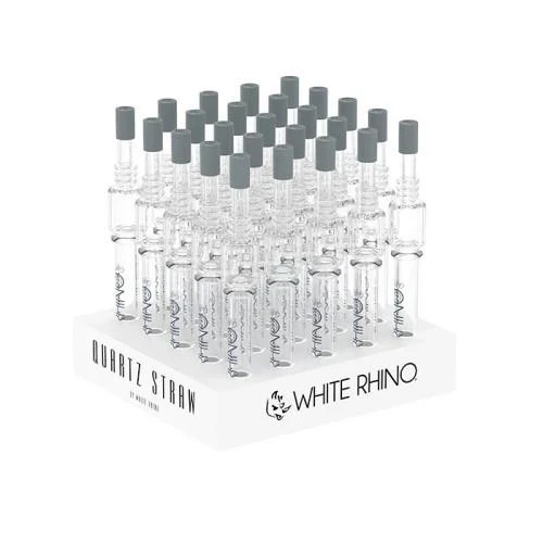 WHITE RHINO QUARTZ V4 GLASS STRAW WITH SILICONE CAP - DISPLAY OF 25