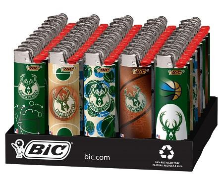 BIC MILWAUKEE BUCKS NBA LIGHTERS - DISPLAY OF 50