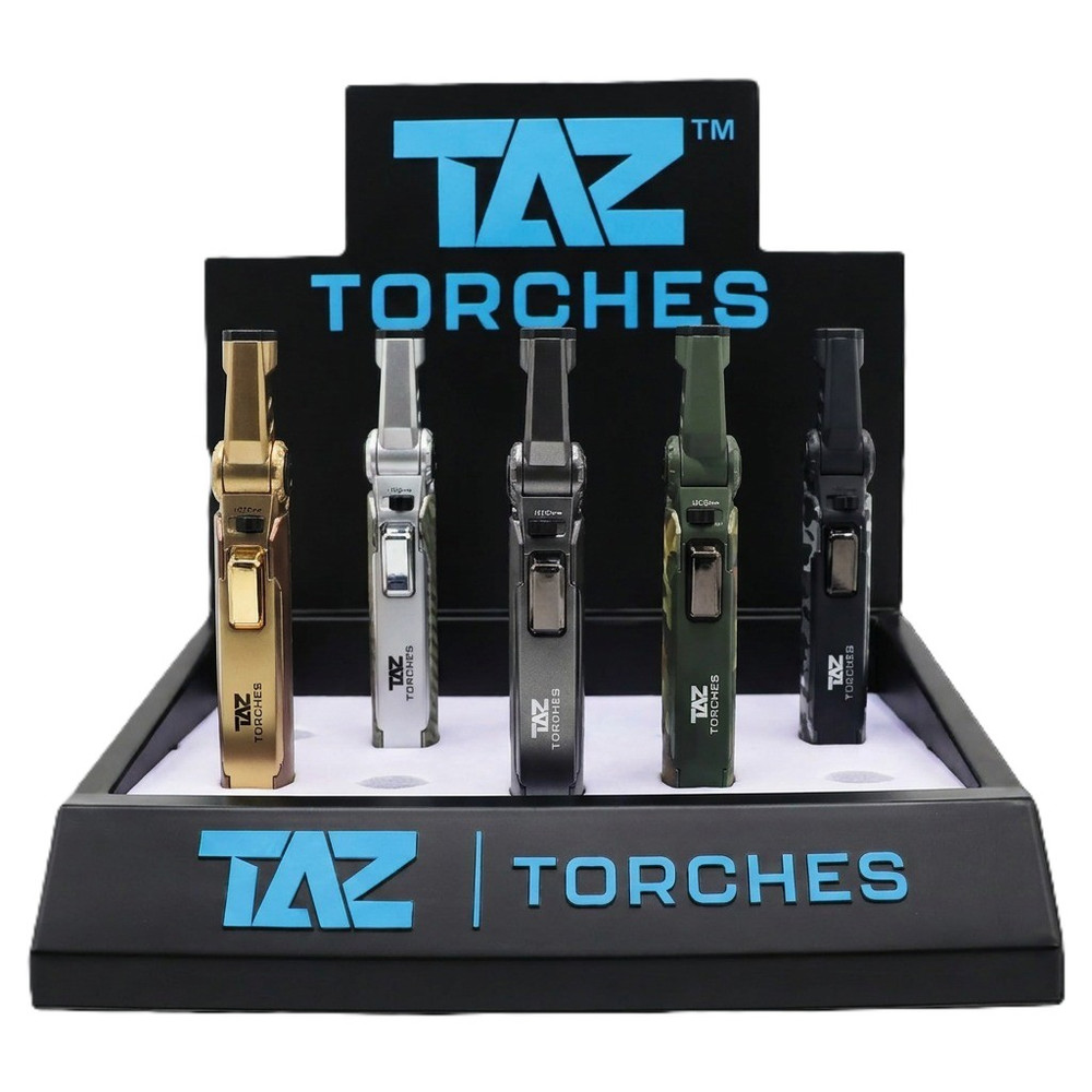 TAZ LONG BODY PATTERN TORCH LIGHTER - DISPLAY OF 9 (TAZ-1044)