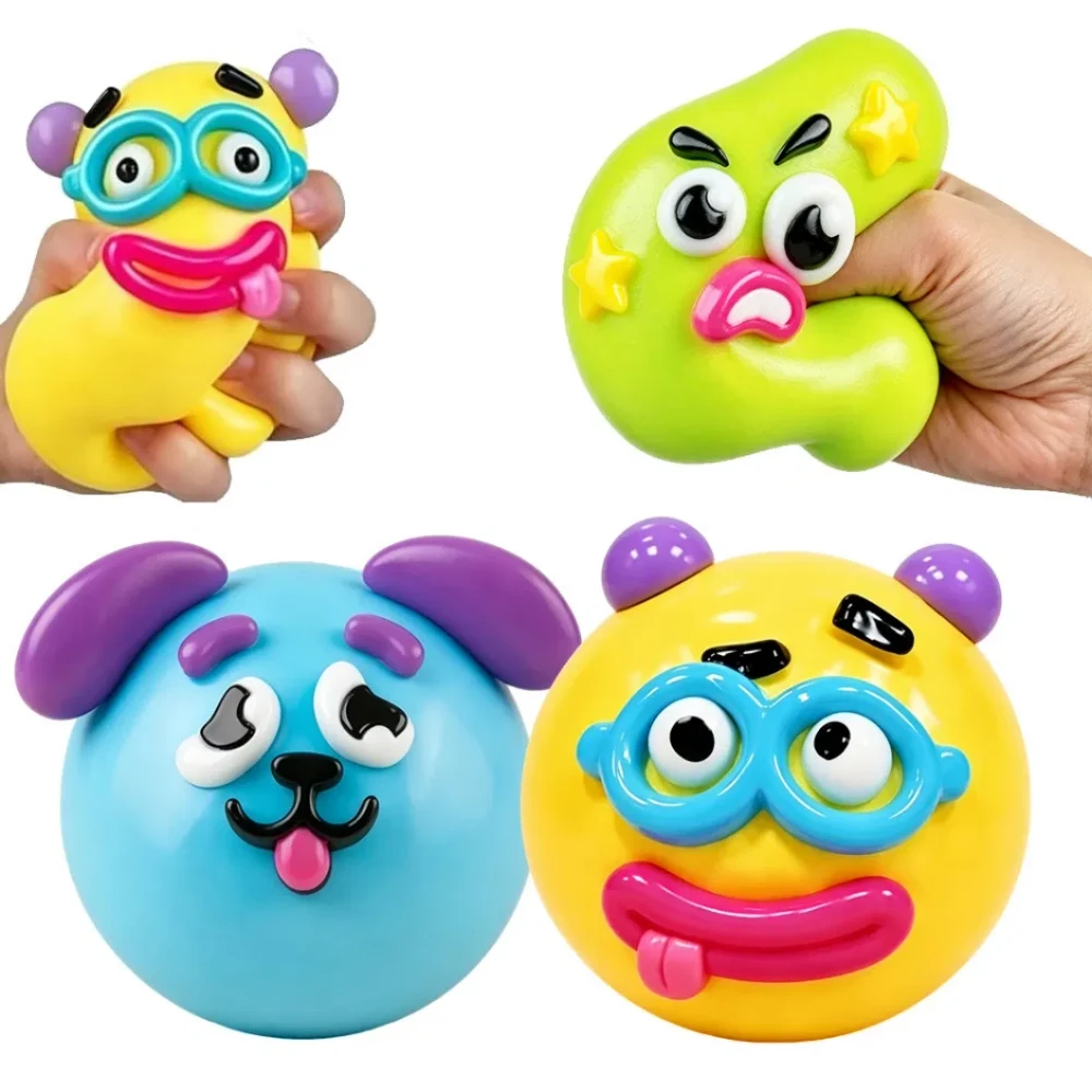 FUNNY FACES SQUISH TOY - DISPLAY OF 12