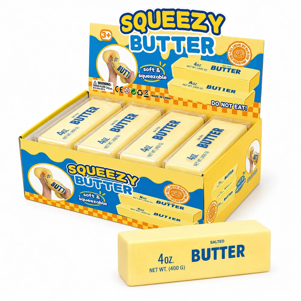 SQUEEZE JELLY BUTTER SQUISH TOY - DISPLAY OF 12