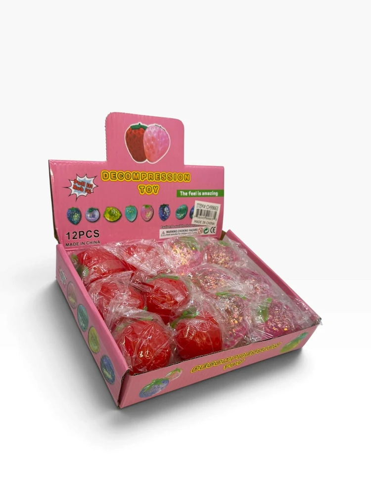 SQUEEZE STRAWBERRY SQUISH TOY - DISPLAY OF 12
