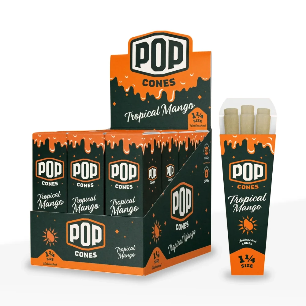 POP CONES 6-PACK UNBLEACHED 1 1/4 SIZE - DISPLAY OF 24