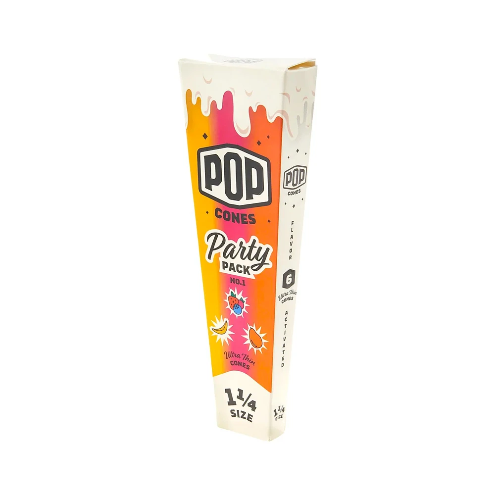 POP CONES 6-PACK ULTRA THIN 1 1/4 SIZE PARTY PACK - DISPLAY OF 24