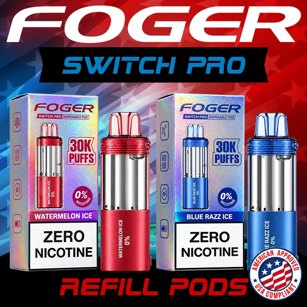FOGER SWITCH PRO ZERO NICOTINE (USA COMPLAINT) 30,000 PUFFS DISPOSABLE (POD ONLY) - DISPLAY OF 5