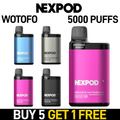 WOTOFO NEXPOD 5% NIC DISPOSABLE 5000 PUFFS 10ML KIT - 5CT DISPLAY