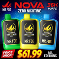 MR FOG NOVA BLUE RAZZ STEEZY SERIES (ZERO NICOTINE) 36,000 PUFFS DISPOSABLE VAPE - DISPLAY OF 5