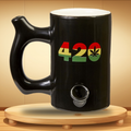BLACK WITH RASTA 420 ROAST and TOAST MUG CERAMIC HANDPIPE - 1CT