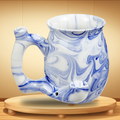 BLUE MARBLE ROAST & TOAST MUG CERAMIC HANDPIPE - 1CT