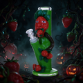 GLOW IN THE DARK STRAWBERRY MONSTER HEAVY STRAIGHT WATERPIPE 9"