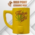 HPG CERAMIC WATER PIPE MUG - YELLOW LEAF FLOWER GIRL