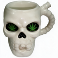 SKULL WITH LEAF EYES PORCELAIN PIPE MUG 5" (WP132)