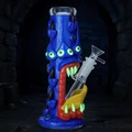 HEAVY ART GLOW IN THE DARK MONSTER STRAIGHT GLASS WATERPIPE 9"