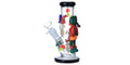 HEAVY ART GLOW IN THE DARK FROG MUSHROOMS STRAIGHT GLASS WATERPIPE 9"