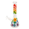 COLORFUL FLOWERS PREMIUM BEAKER GLASS WATERPIPE 10"