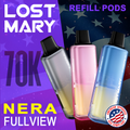 LOST MARY NERA FULLVIEW (USA COMPLIANT) 70,000 PUFFS DISPOSABLE VAPE 2-PACK (PODS ONLY) - DISPLAY OF 5