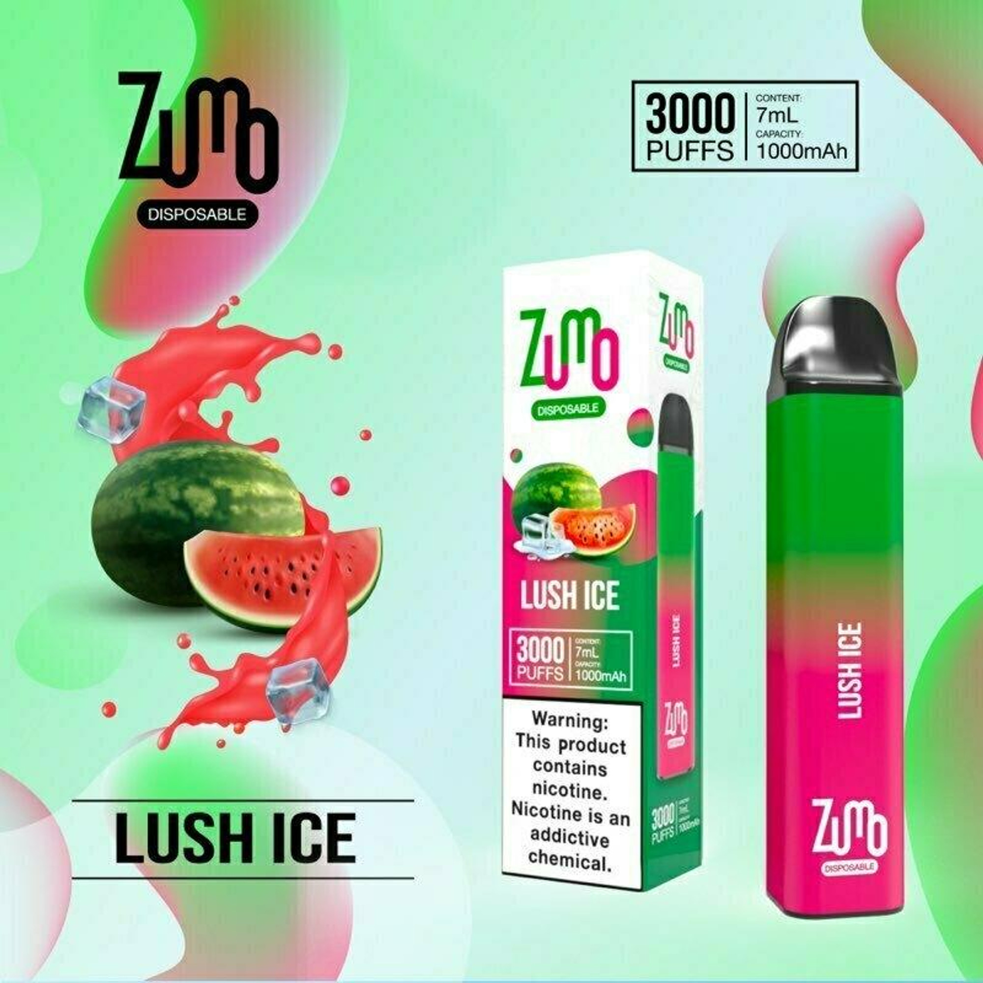 Zumo disposable vape 7ml (3000 puffs) 5% nic - display of 10ct