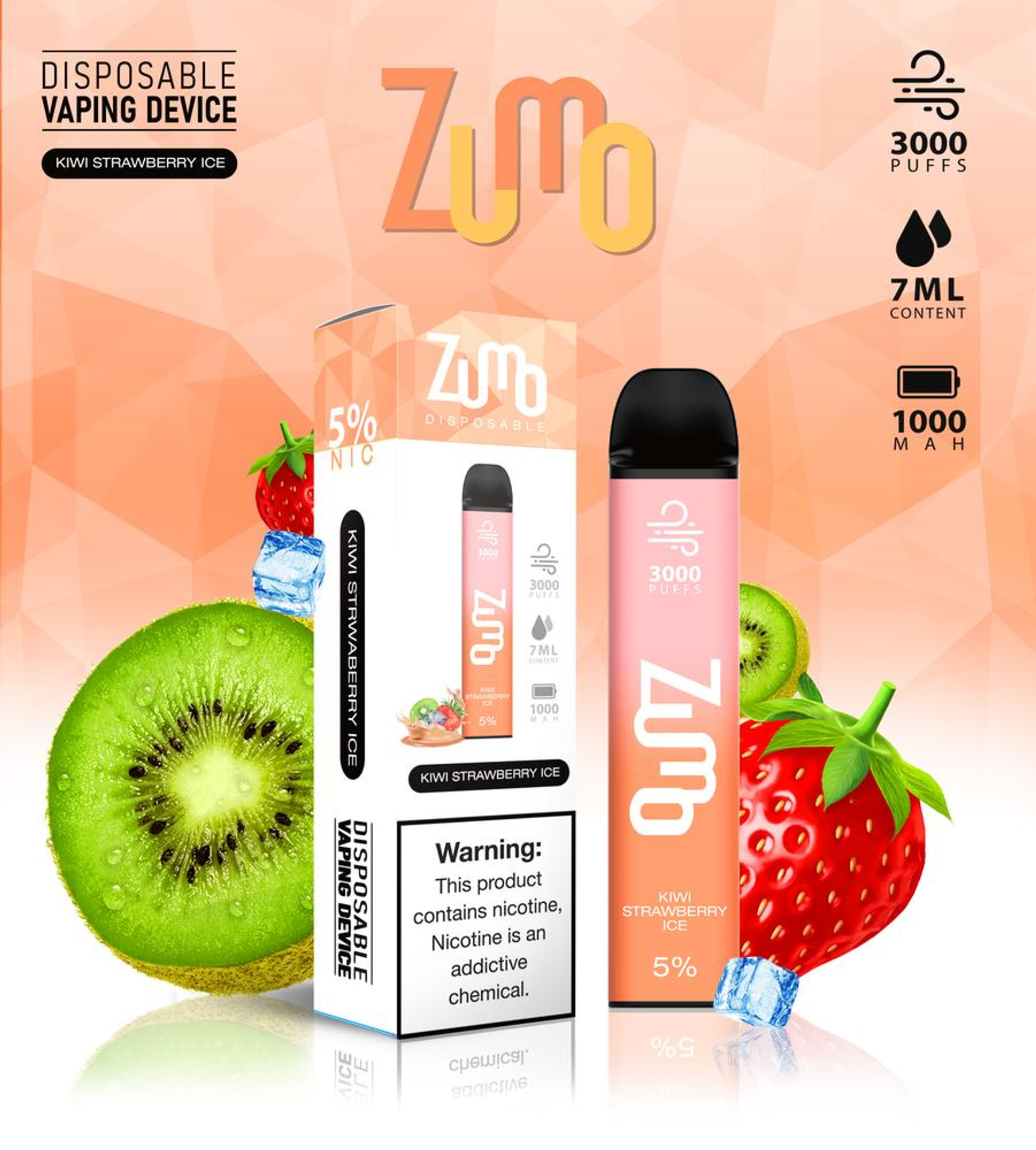 ZUMO 5% NIC DISPOSABLE VAPE 7ML (3000 PUFFS)